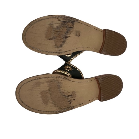 Jack Rogers Green Gold T-Strap Flay Sandals Size 8 Women's - Picture 9 of 9